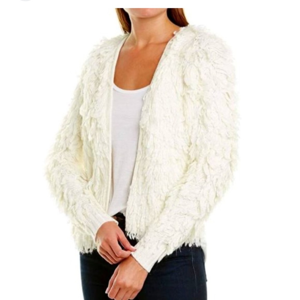 1.STATE White Loop Stitch Cardigan Sweater Womens Sz Small